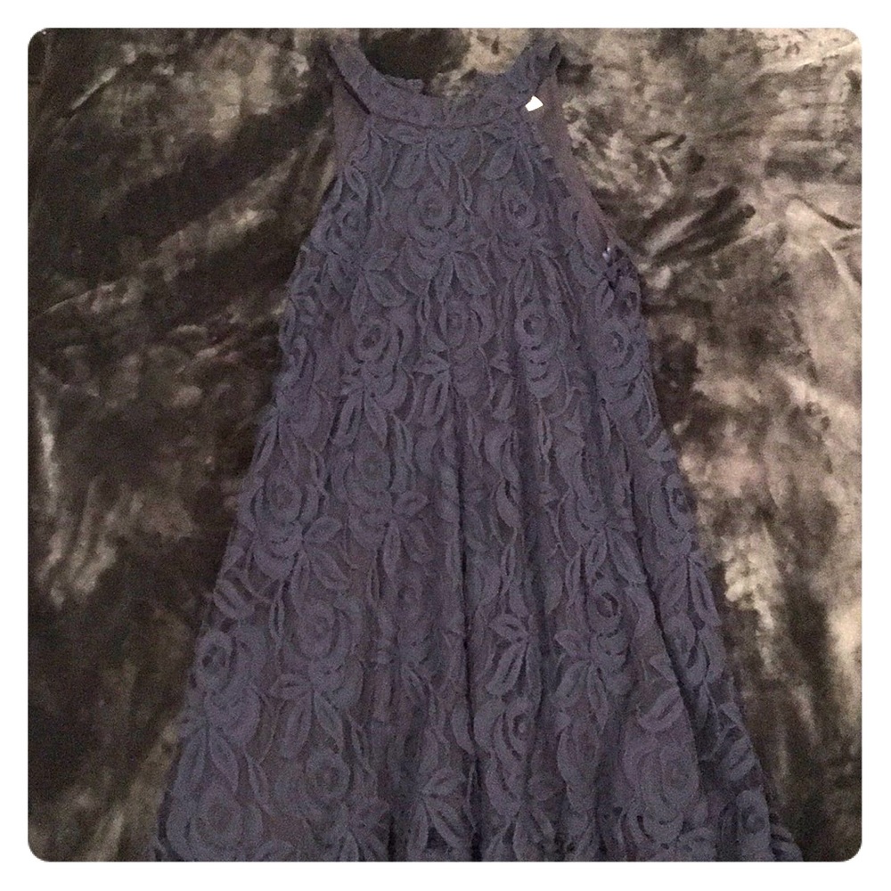 Lace navy shift dress